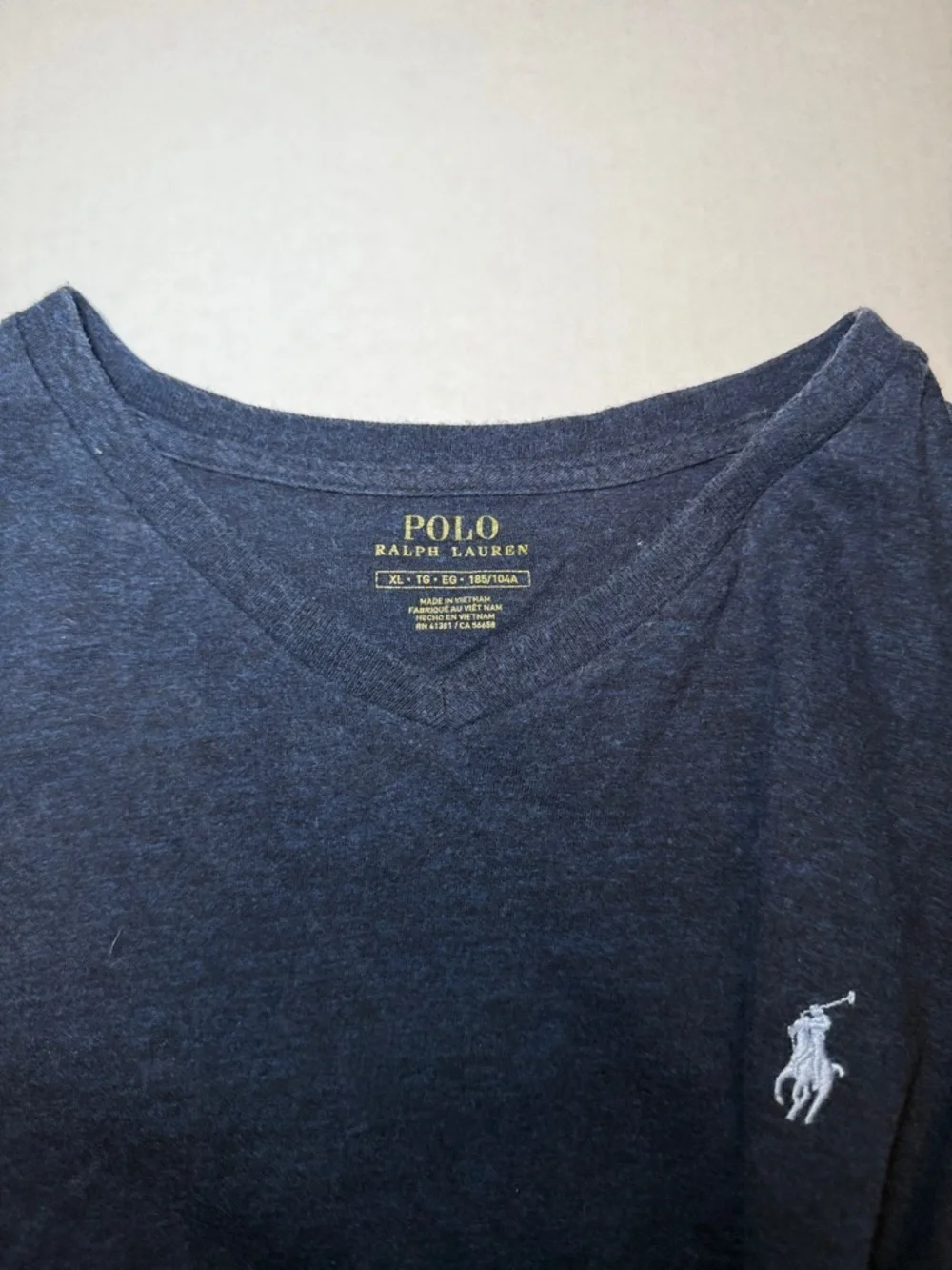 Polo Ralph Lauren Heather Navy V-Neck Tee XL SOFT
